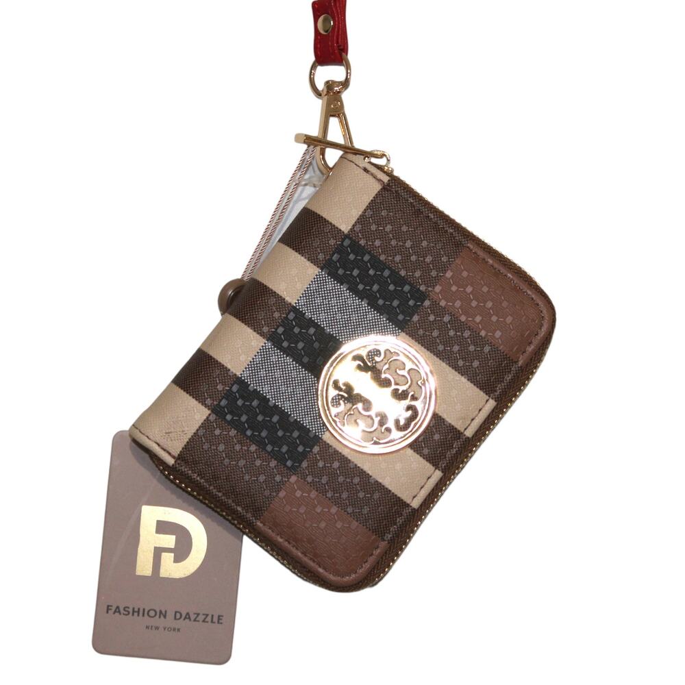 Vegan Brown Mini Accordion Wallet with Wristlet Strap NWT - Picture 2 of 4